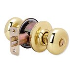Yale Cambridge Entry Door Knob Set, Keyed, Locking, Polished Brass